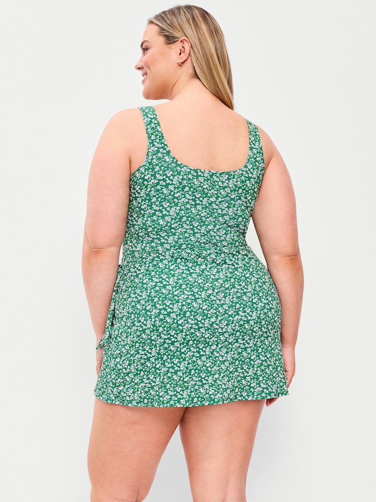 Pique Side-Tie Swim Dress