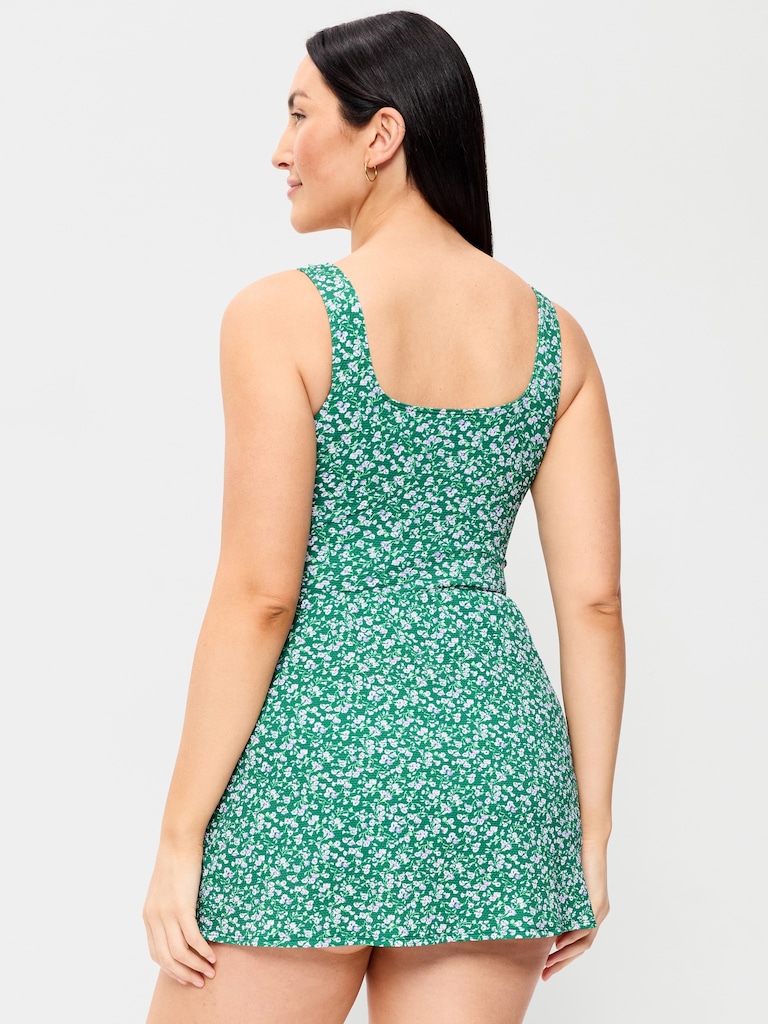 Pique Side-Tie Swim Dress