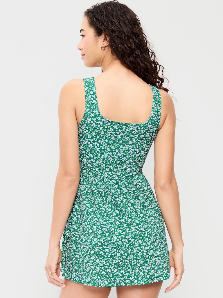 Pique Side-Tie Swim Dress