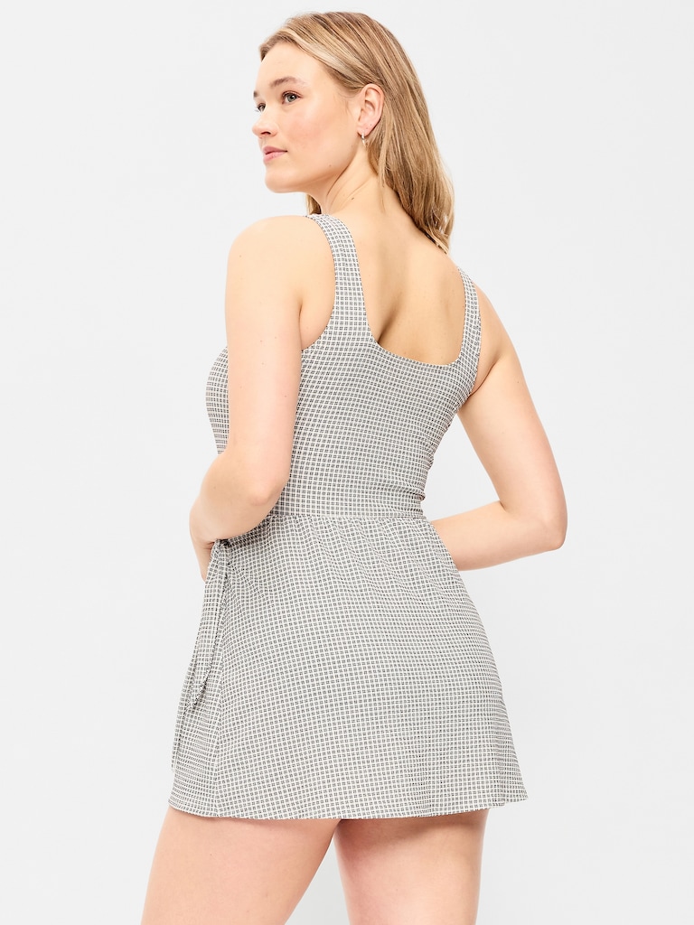 Pique Side-Tie Swim Dress