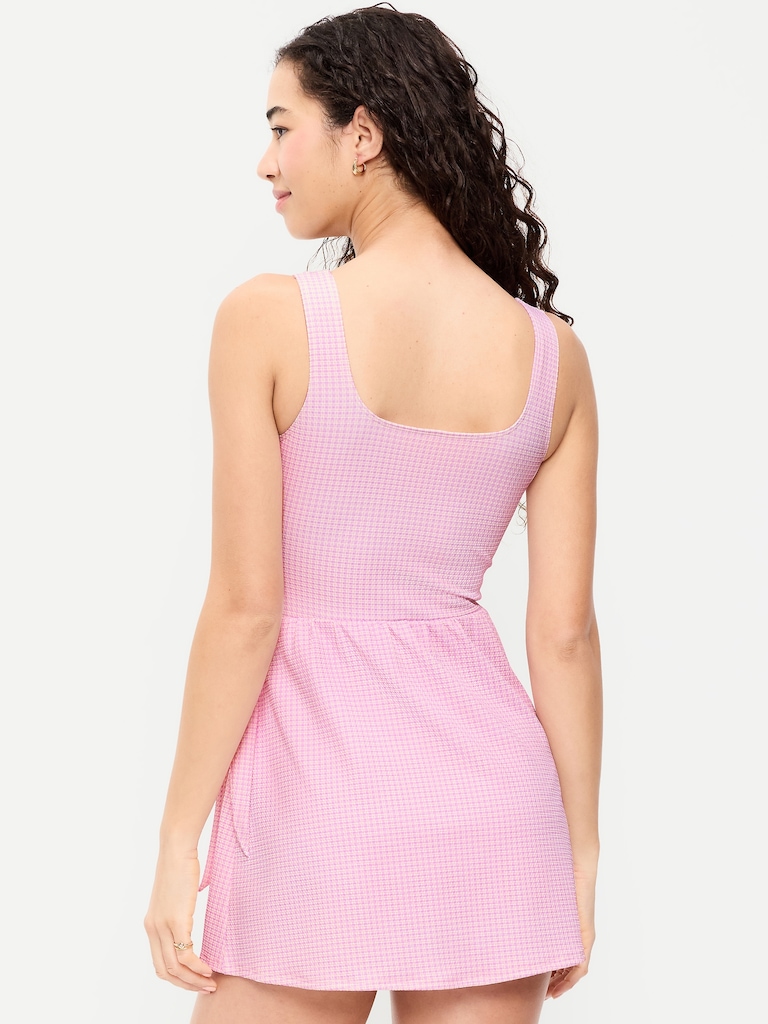 Pique Side-Tie Swim Dress