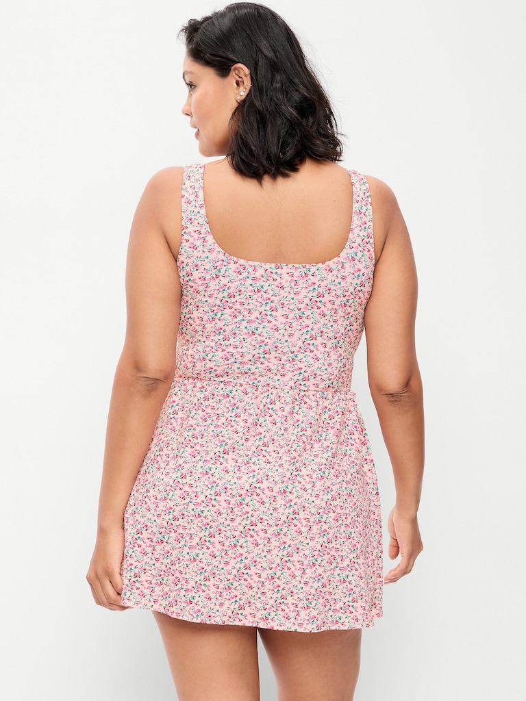 Pique Side-Tie Swim Dress