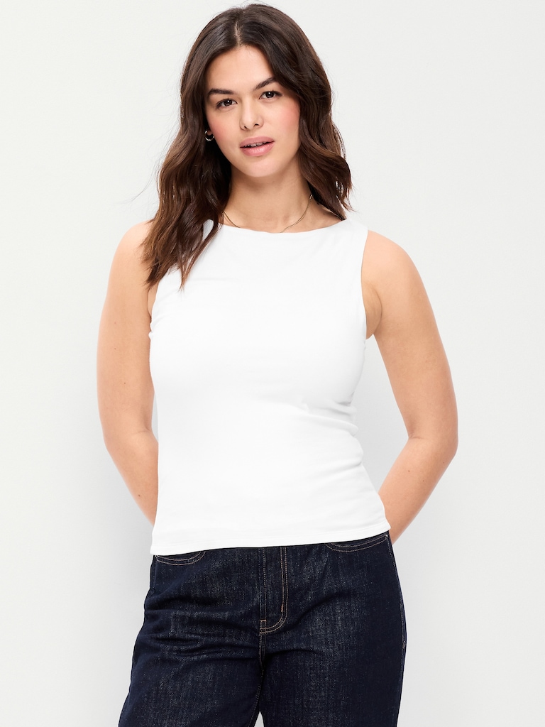 Hug Double-Layer Boat-Neck Top