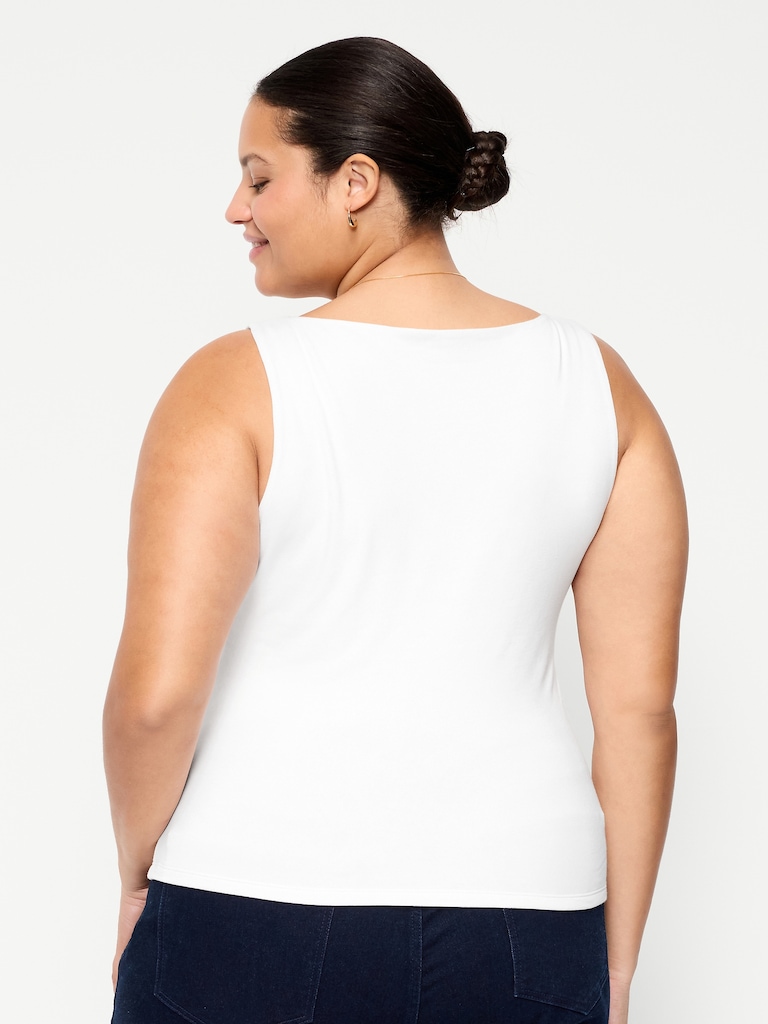 Hug Double-Layer Boat-Neck Top