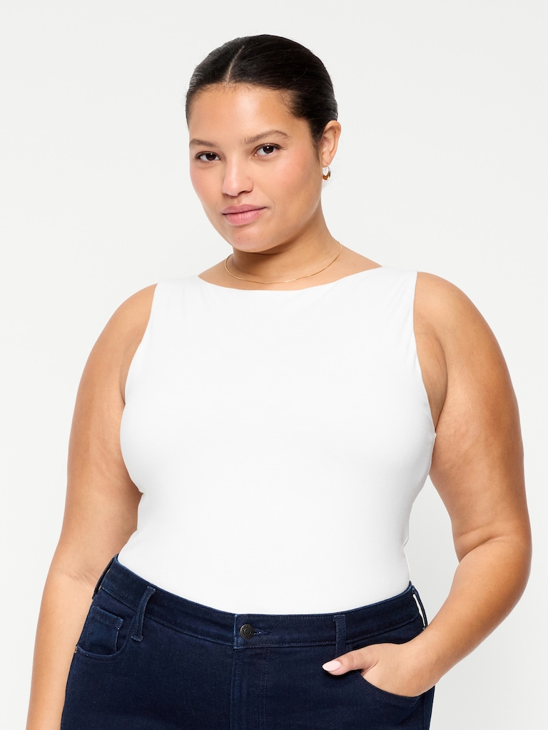 Hug Double-Layer Boat-Neck Top