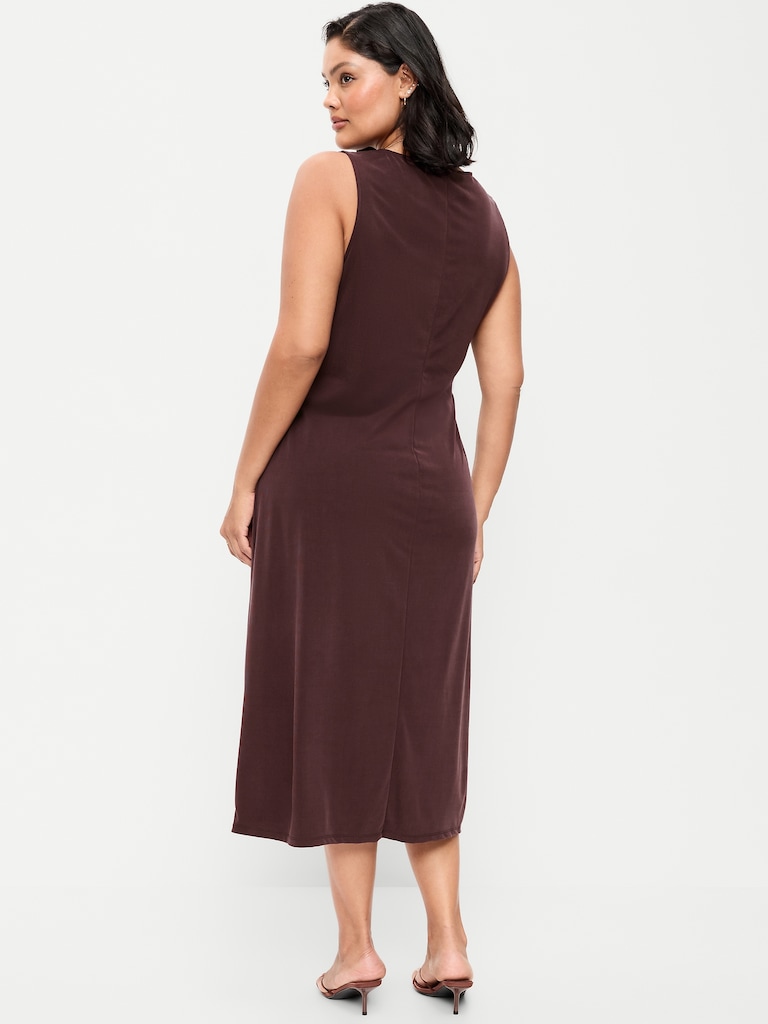 Sleeveless Draped Midi Dress