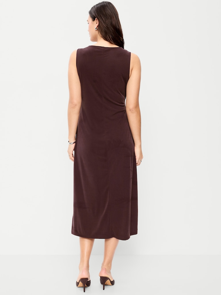 Sleeveless Draped Midi Dress