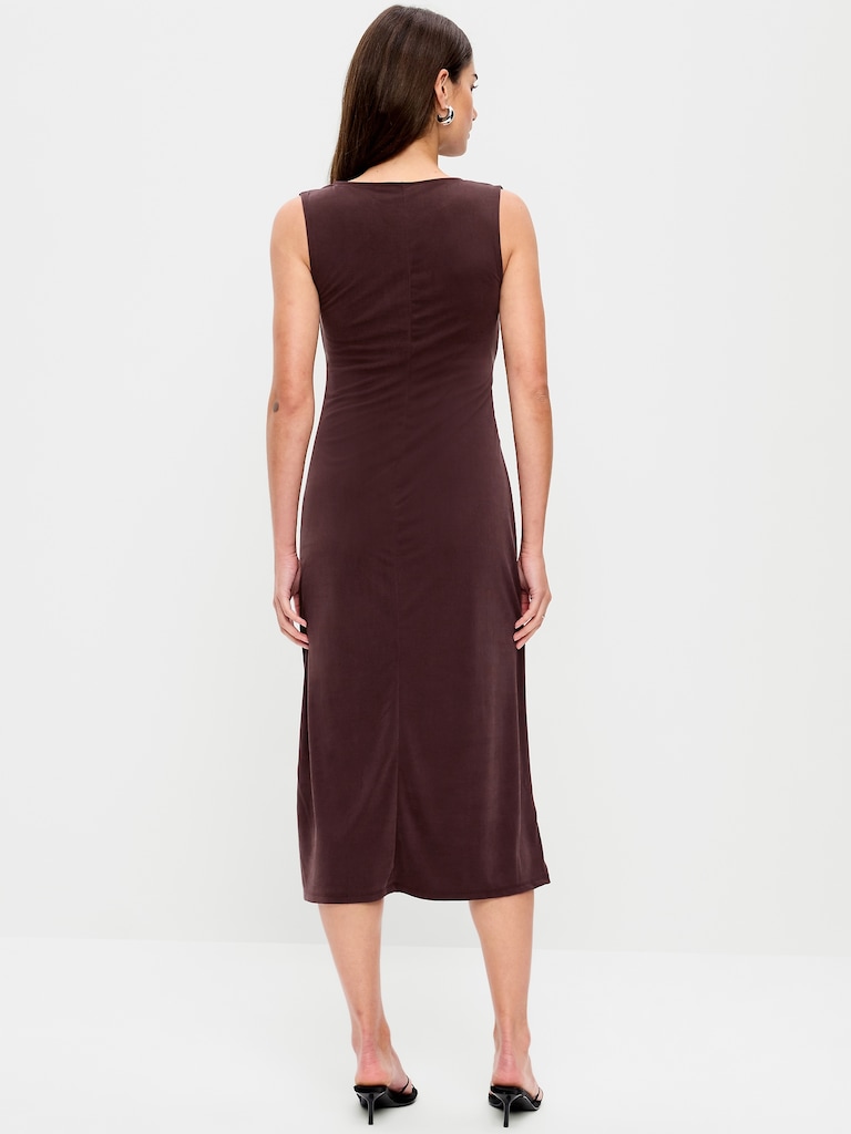 Sleeveless Draped Midi Dress