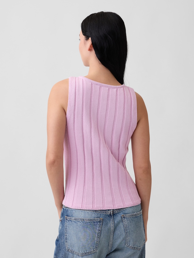 Relaxed Ribbed Boatneck Tank Top