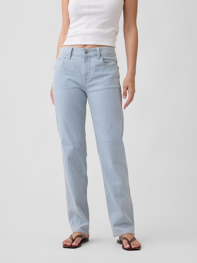 Mid Rise Stripe '90s Straight Jeans