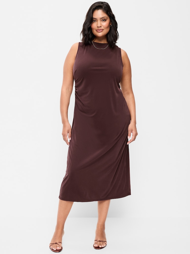 Sleeveless Draped Midi Dress