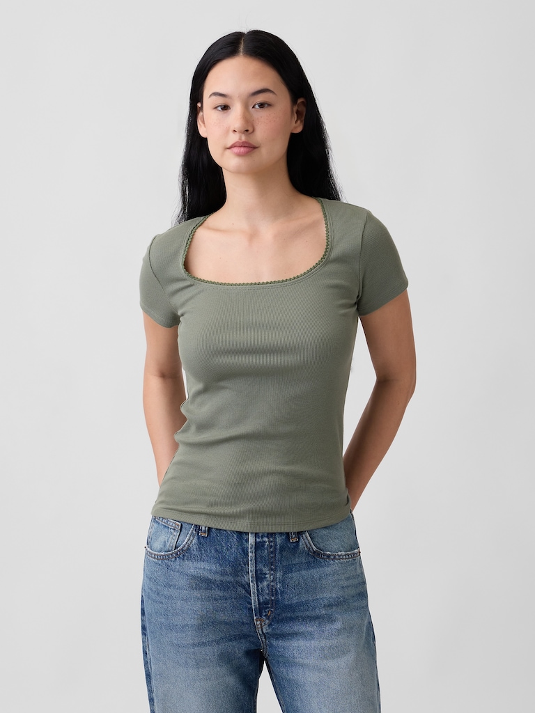Ribbed Squareneck Top