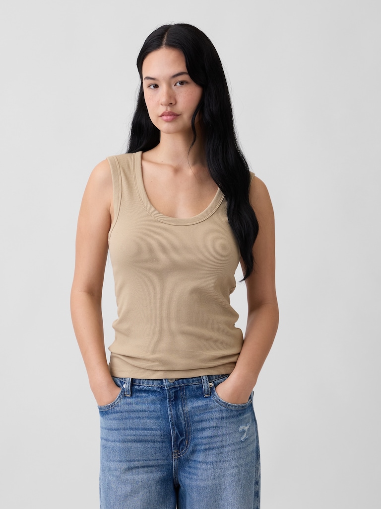 Ribbed Scoopneck Tank Top