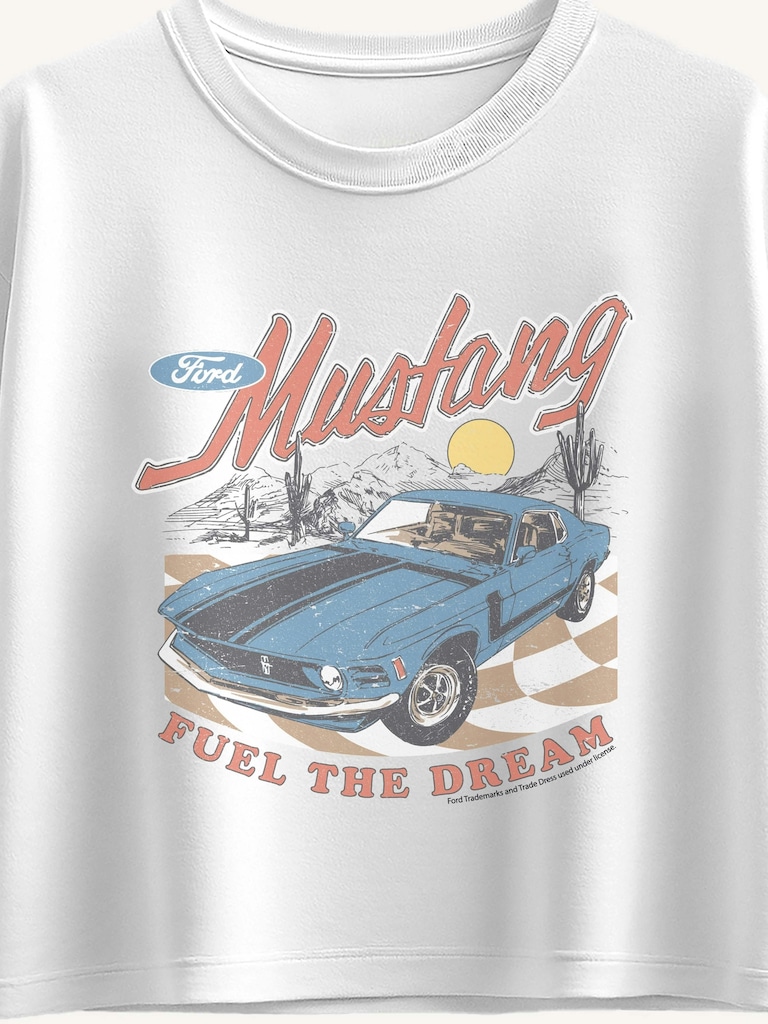 Ford Mustang Fuel The Dream Short Sleeve Boxy Graphic T-Shirt For Girls