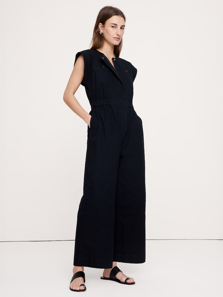 Cotton Canvas Utility Jumpsuit