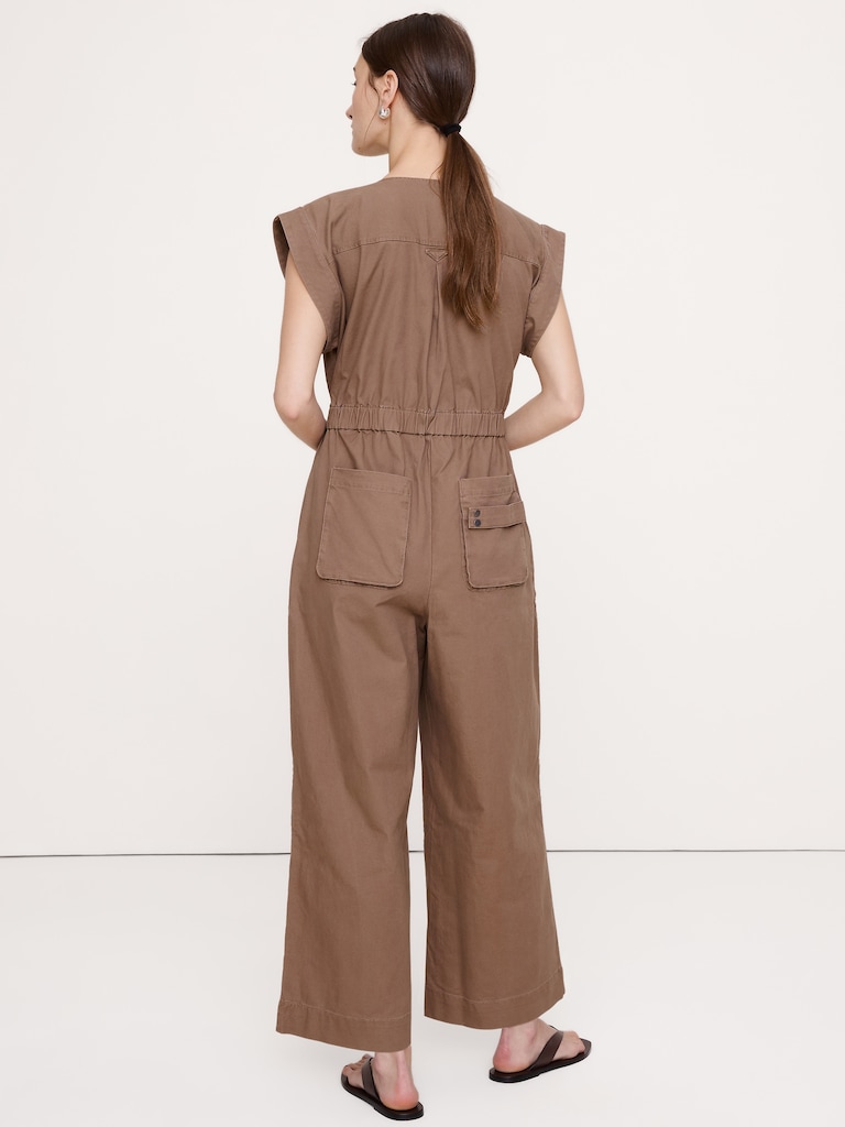 Cotton Canvas Utility Jumpsuit