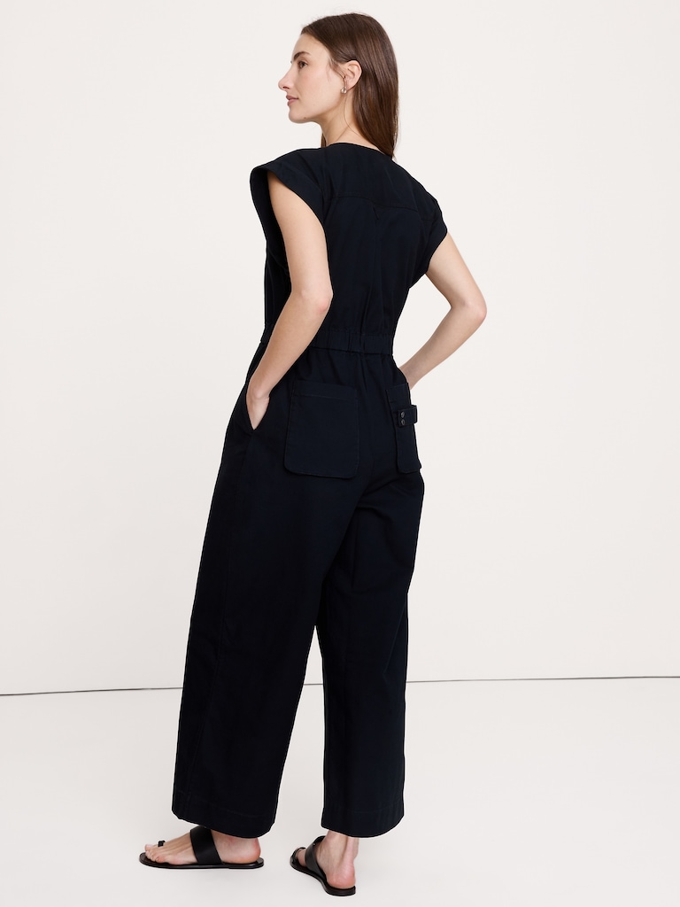 Cotton Canvas Utility Jumpsuit