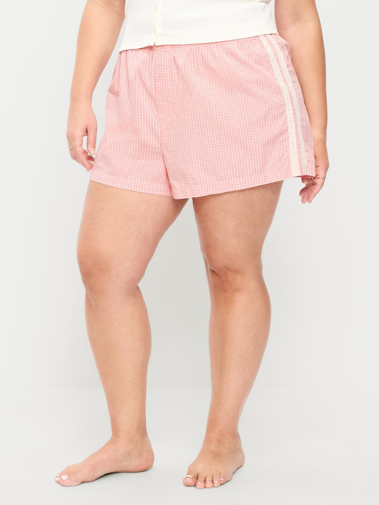 Eyelet-Trim Boxer Pajama Shorts