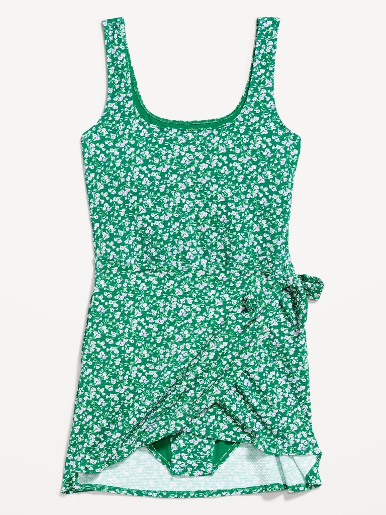 Pique Side-Tie Swim Dress