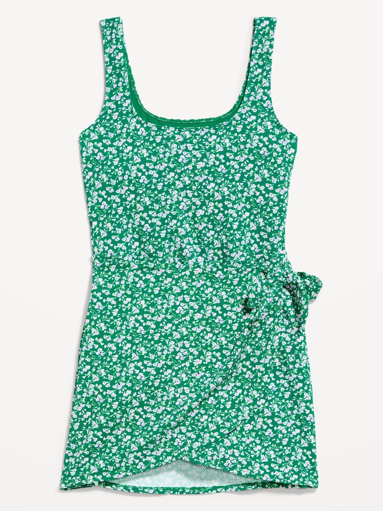 Pique Side-Tie Swim Dress