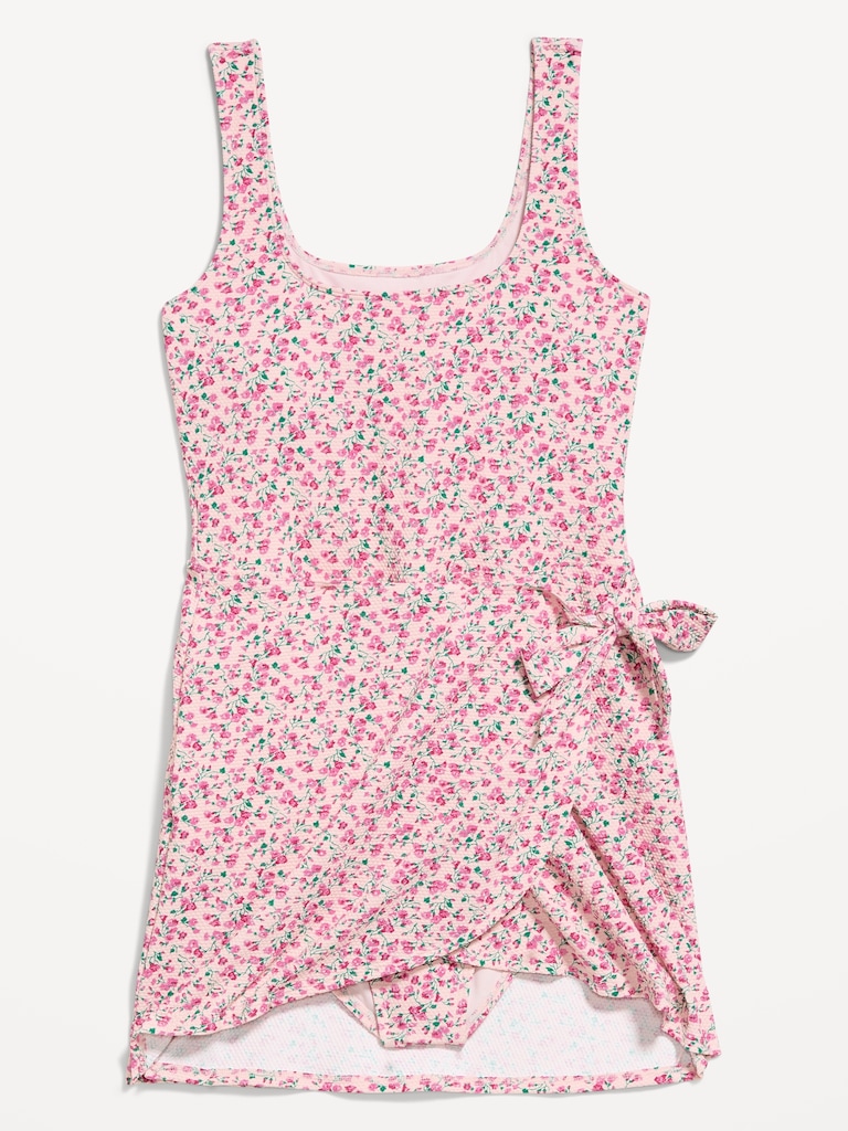 Pique Side-Tie Swim Dress