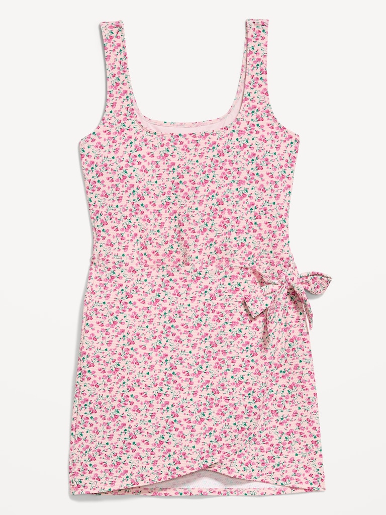 Pique Side-Tie Swim Dress