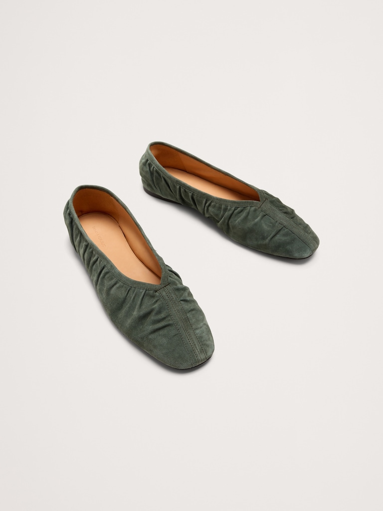 Ruched Suede Ballet Flat