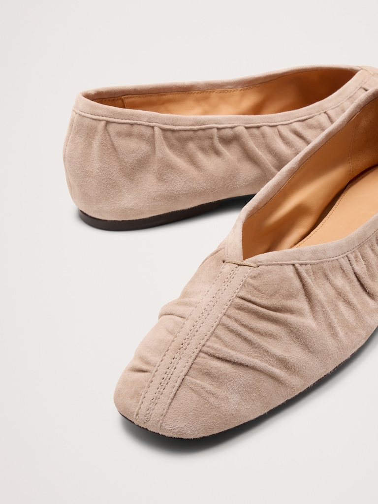 Ruched Suede Ballet Flat