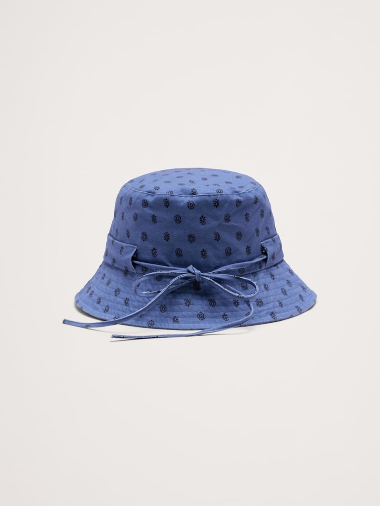 Cotton Bucket Hat With Tie