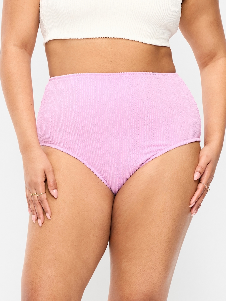 High-Waisted Ribbed Bikini Swim Bottoms