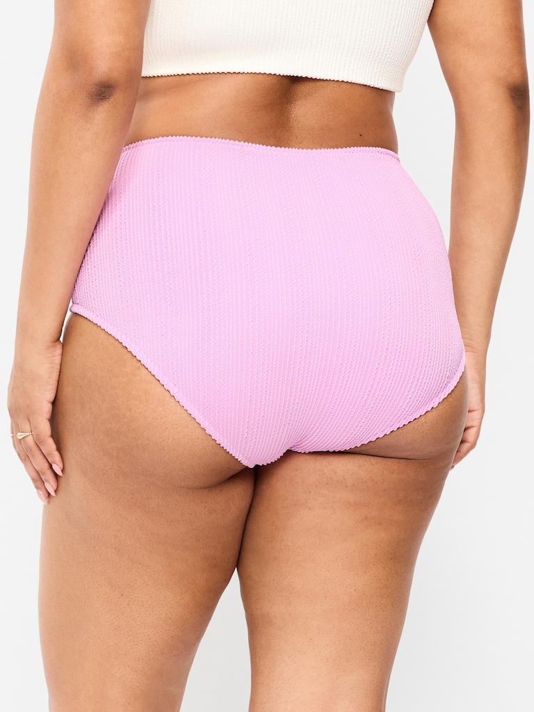 High-Waisted Ribbed Bikini Swim Bottoms