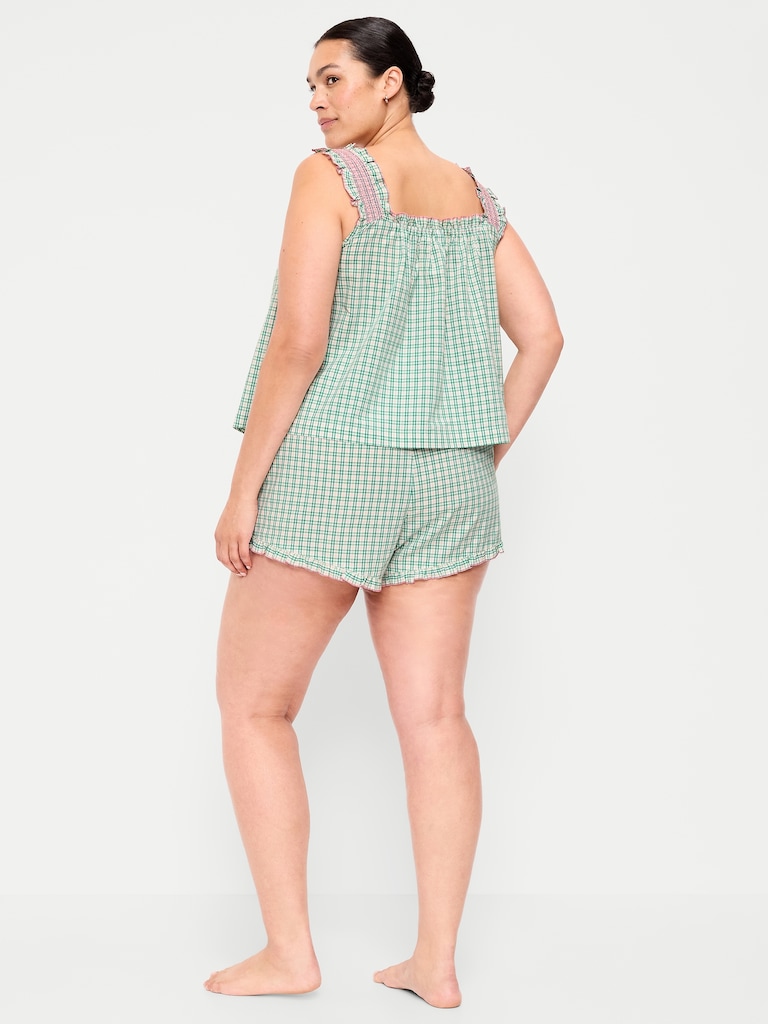 Ruffled Pajama Tank and Shorts Set