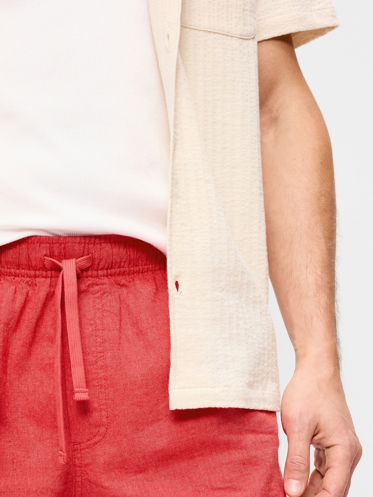 Linen-Blend Jogger Shorts -- 7-inch inseam