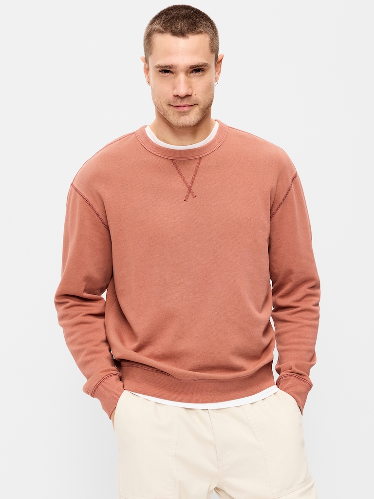 Loose Garment-Washed Crew-Neck Sweatshirt