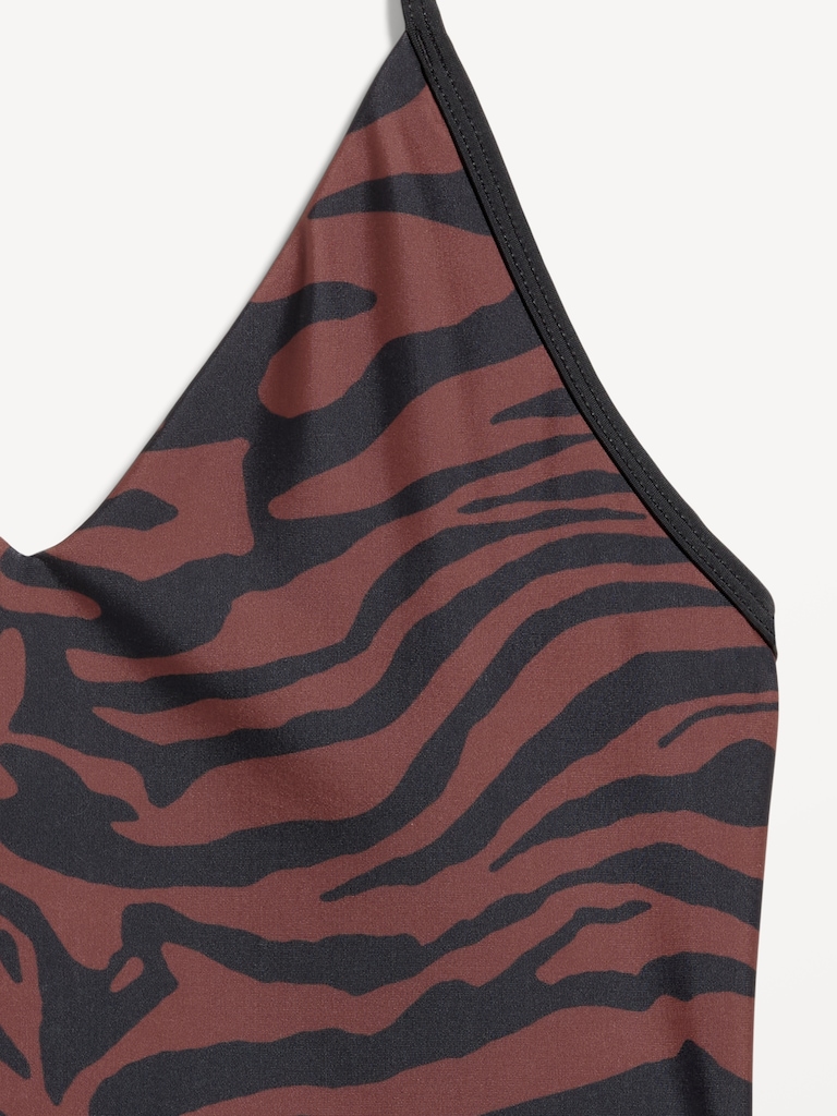 Pique V-Neck Halter Swimsuit