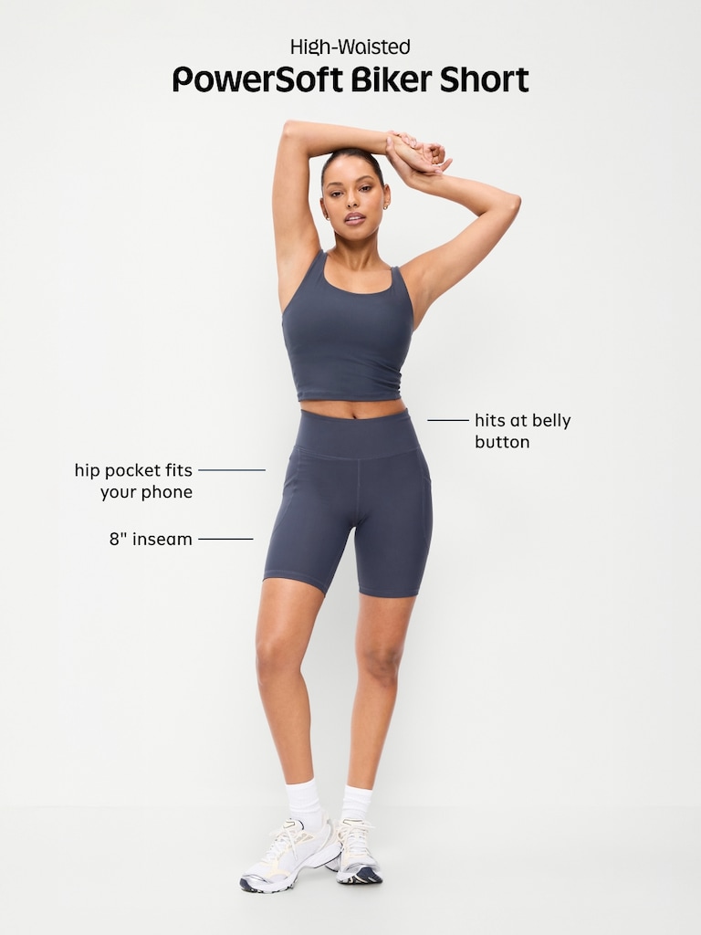 High-Waisted PowerSoft Biker Shorts -- 8-inch inseam