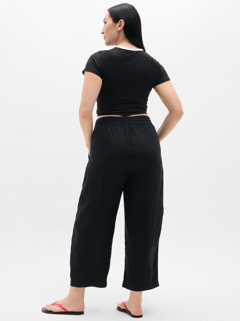 Retreat Linen Easy Barrel Crop Pant