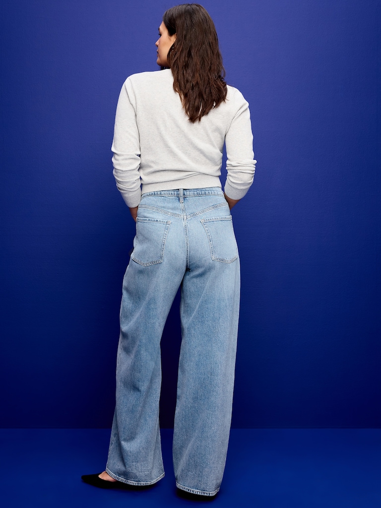 High-Waisted Baggy Wide-Leg Stretch Jeans