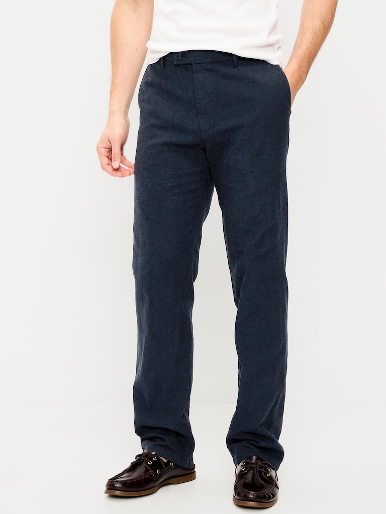 90's Straight-Fit Linen-Blend Dress Pants