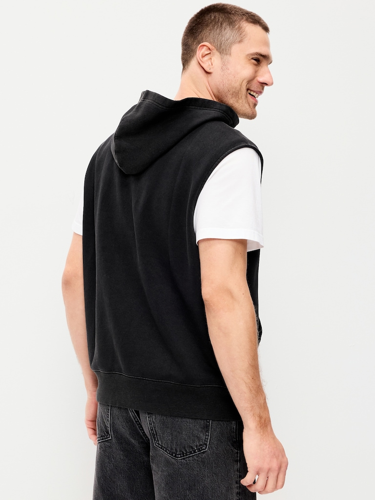 Sleeveless Washed Fleece Muscle Hoodie