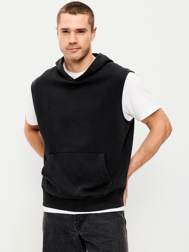Sleeveless Washed Fleece Muscle Hoodie