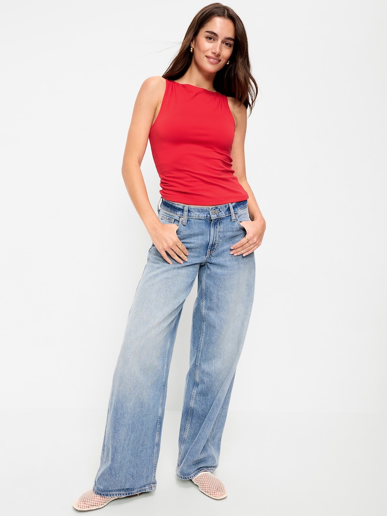 Hug Double-Layer Boat-Neck Top