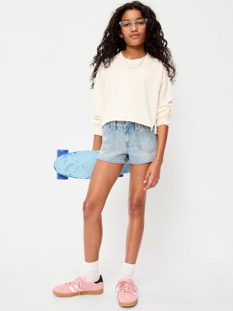 Low-Rise Utility Jean Shorts for Girls