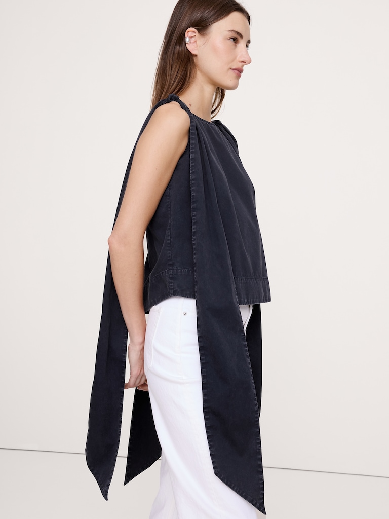 Cotton Bow-Shoulder Top