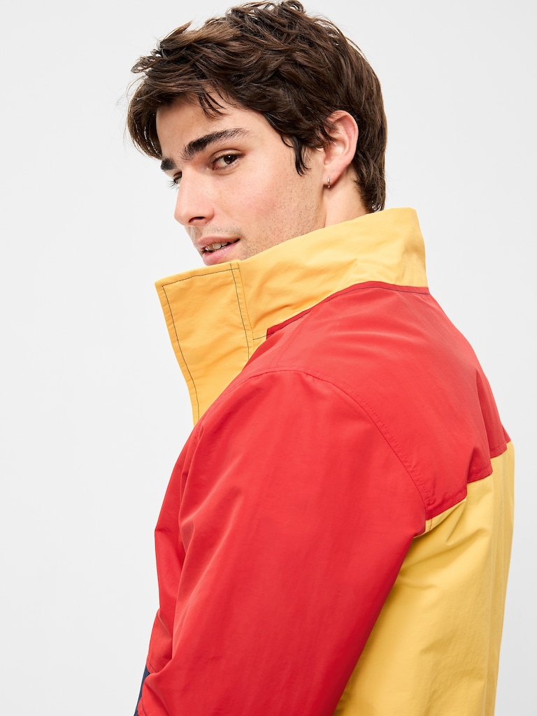 Water-Resistant Relaxed Color-Block Jacket