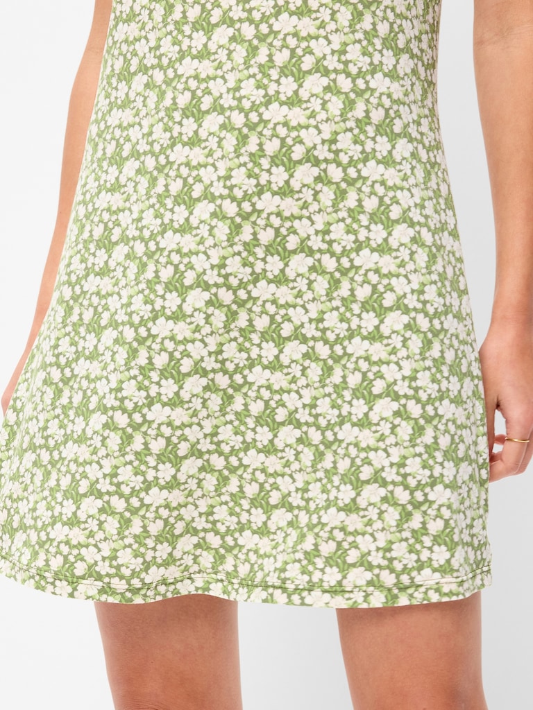 Short-Sleeve Scoop-Neck Mini Dress