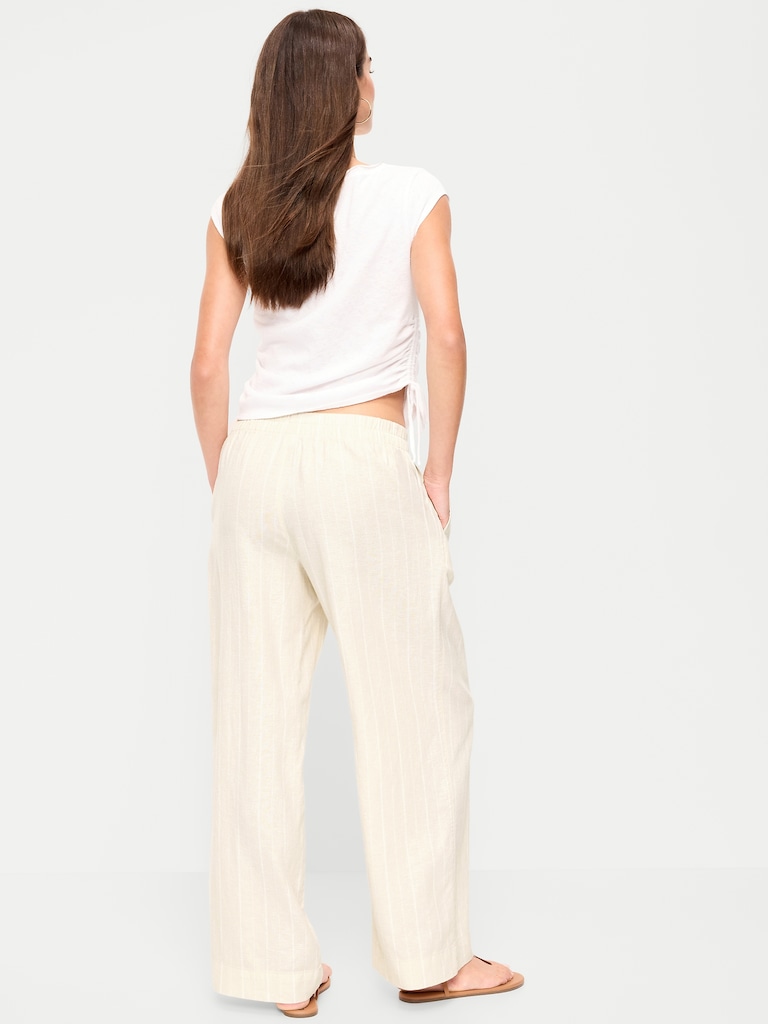 High-Waisted Linen-Blend Wide-Leg Pants