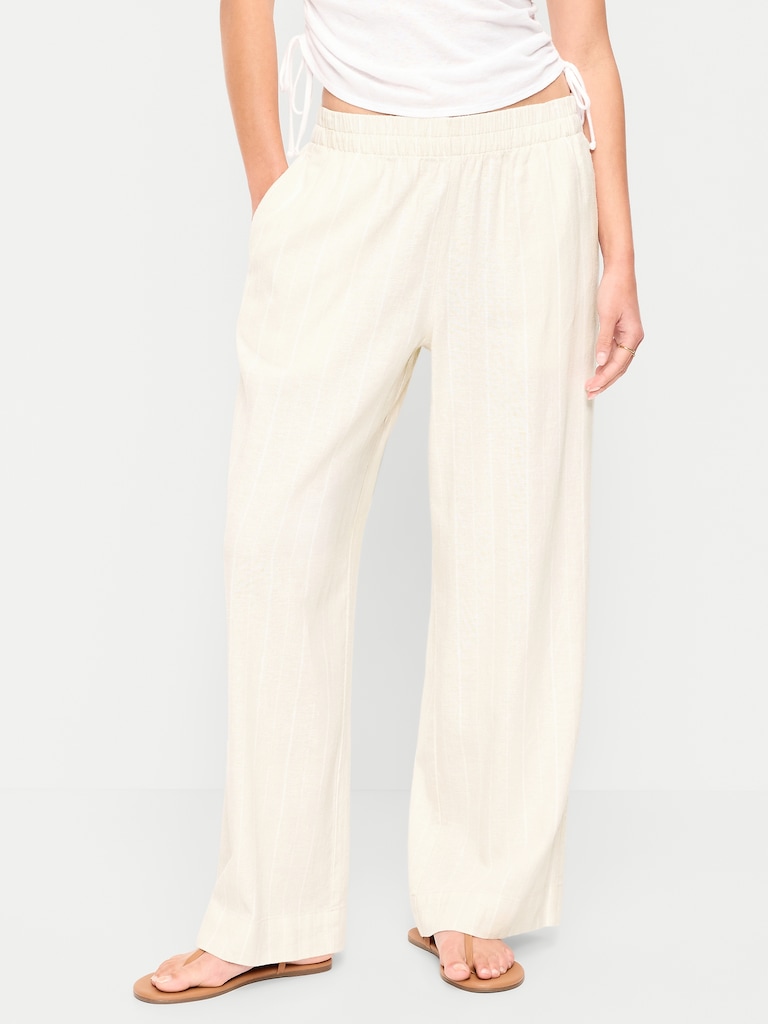 High-Waisted Linen-Blend Wide-Leg Pants