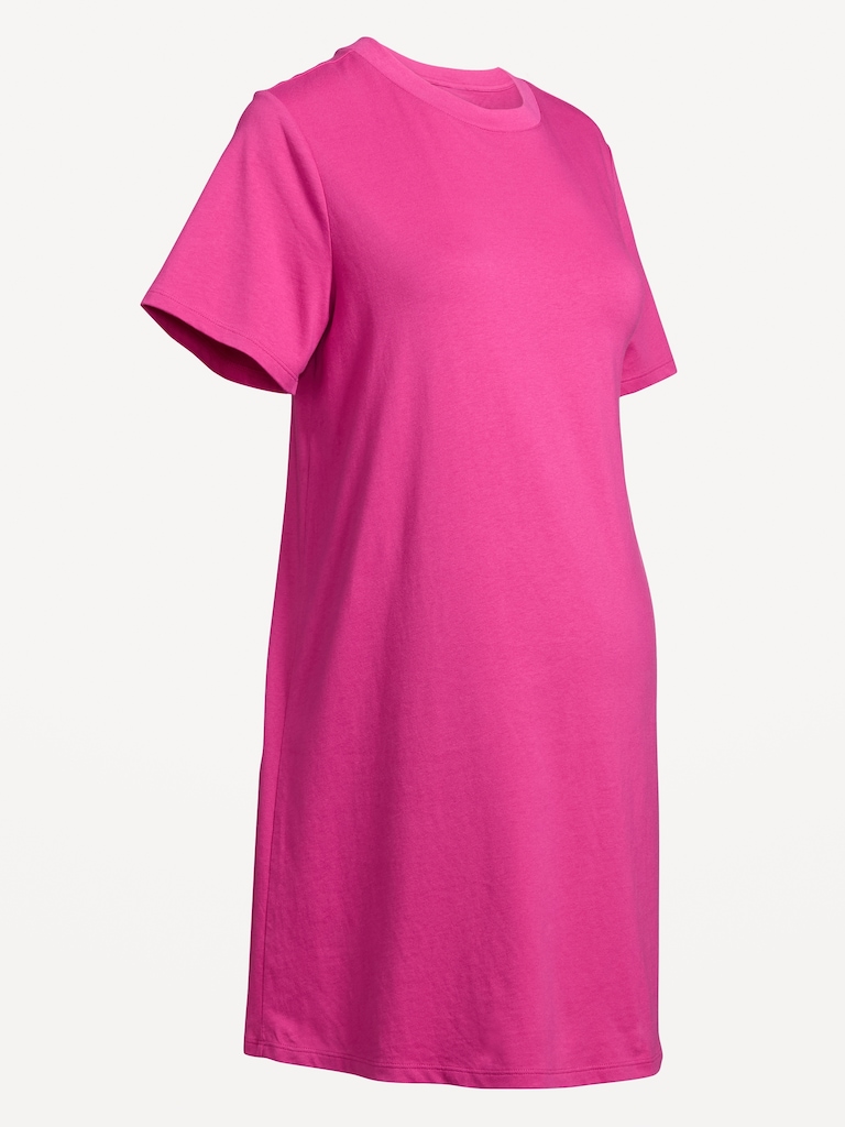 Maternity Vintage Crew-Neck Mini T-Shirt Dress
