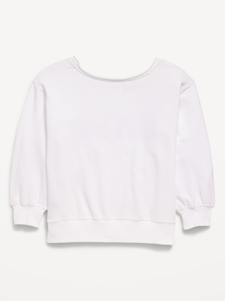 Oversized Off-Shoulder Graphic Tunic Sweatshirt for Girls